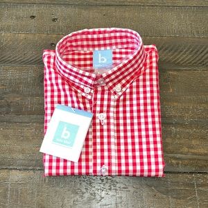 BNWT Bella Bliss Boys Button Down Shirt Red White Check Sz 8
